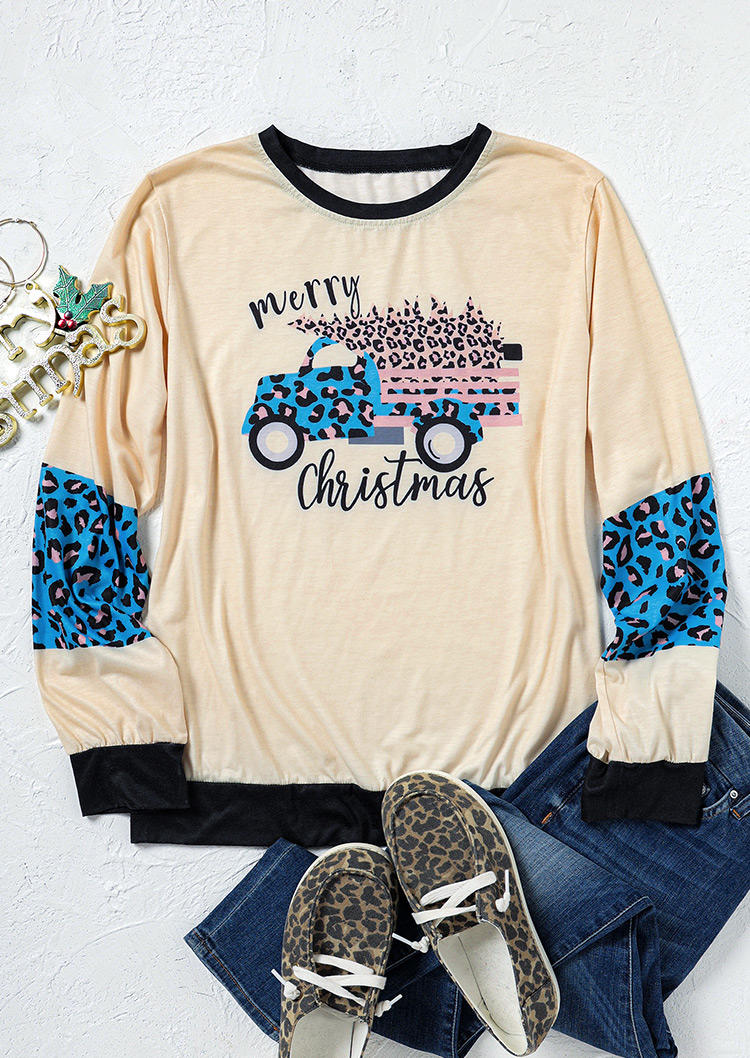 

Matching Outfits Mommy & Me Merry Christmas Leopard Blouse in Women. Size: ,M,L,XL