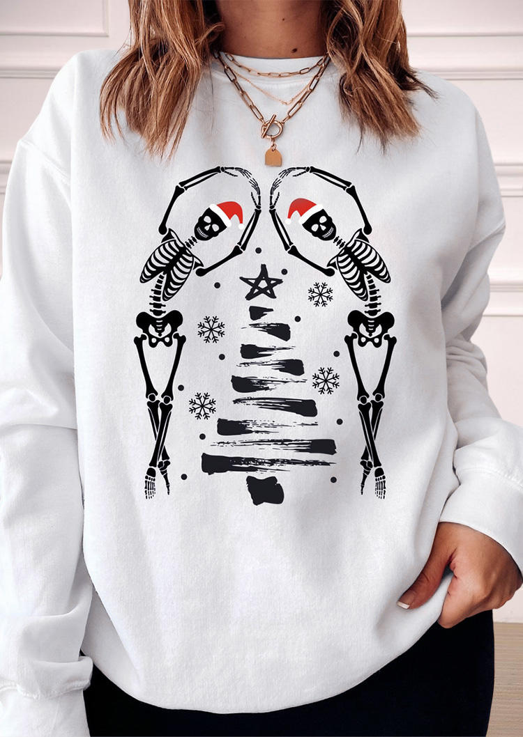 

Sweatshirts Christmas Dancing Skeleton Pullover Sweatshirt in White. Size: ,M,L,XL