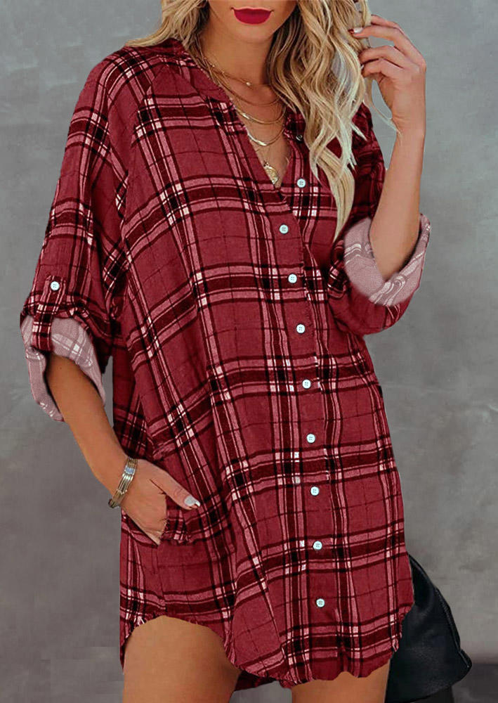 

Shirts Plaid Button Pocket Long Sleeve Shirt in Plaid. Size: ,M,L,XL