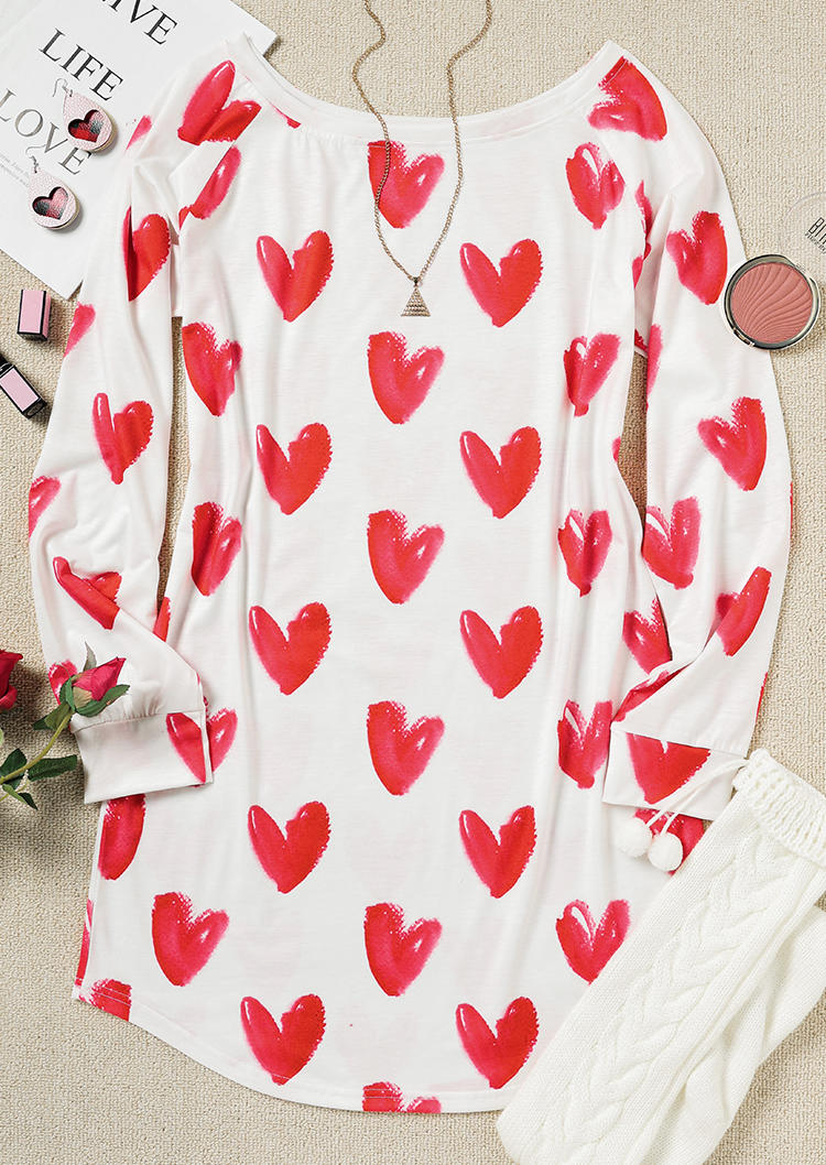 

Mini Dresses Love Heart Mini Sweatshirt Dress in White. Size