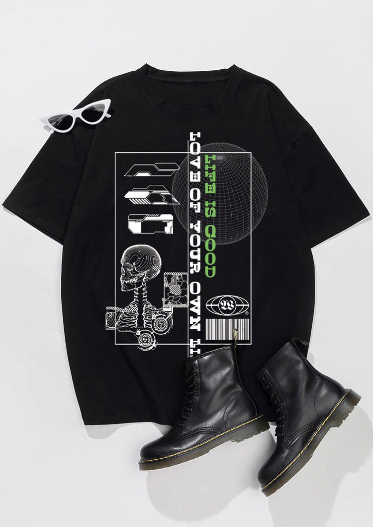 

T-shirts Tees Life Is Good Skeleton T-Shirt Tee in Black. Size: ,M,L,XL