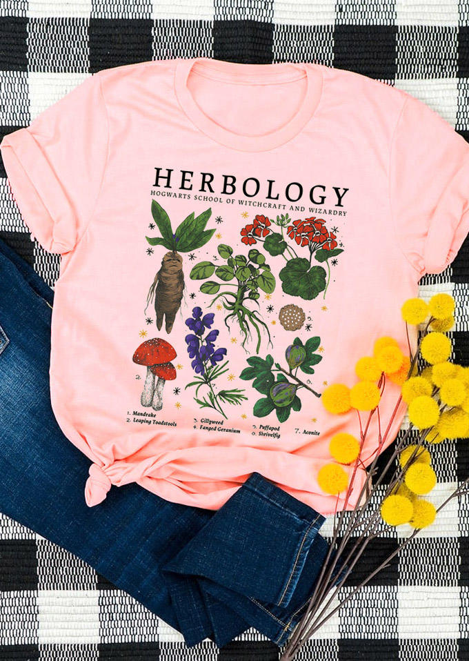 T-shirts Tees Herbology Hogwarts School T-Shirt Tee - Light Pink in Pink. Size: L,M,S
