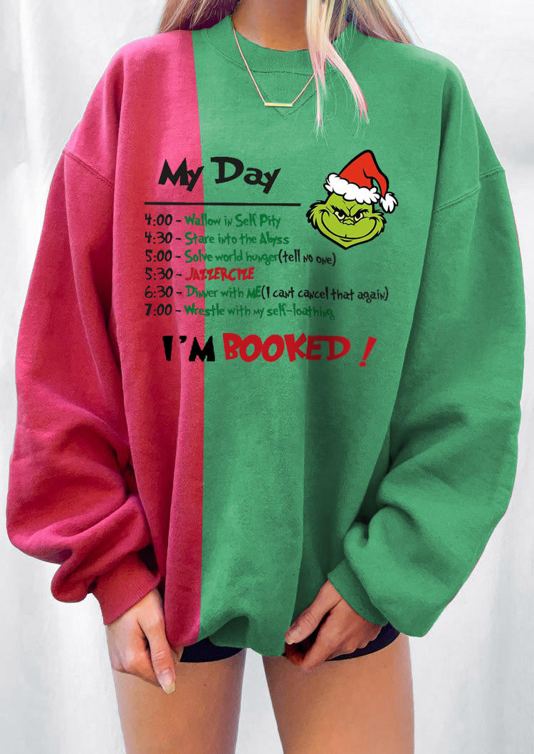 

Sweatshirts Christmas My Day Cartoon Color Block Sweatshirt in Multicolor. Size: ,M,L,XL