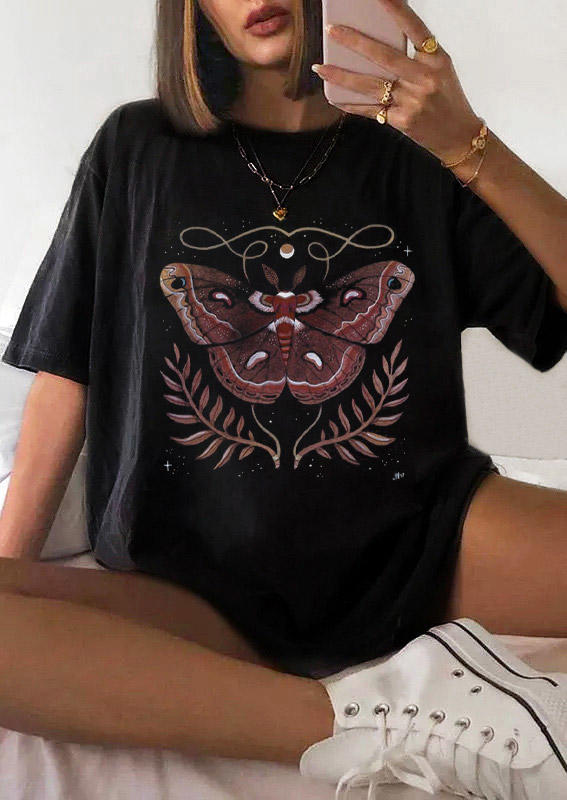 

T-shirts Tees Butterfly O-Neck T-Shirt Tee in Black. Size: ,M,L,XL