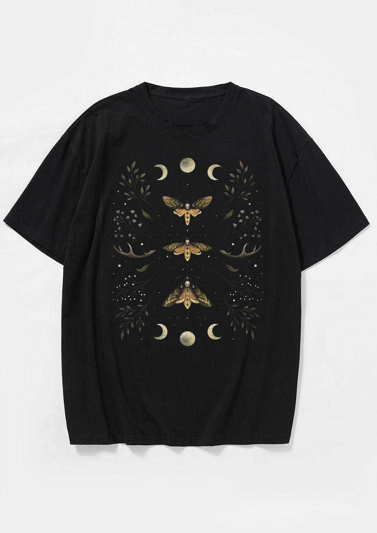 

T-shirts Tees Butterfly Moon Oversized T-Shirt Tee in Black. Size