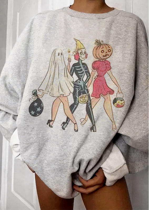 

Sweatshirts Pumpkin Face Skeleton Star Sweatshirt in Gray. Size