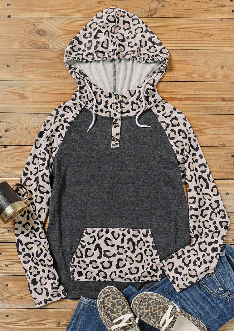 

Matching Outfits Leopard Splicing Pocket Long Sleeve Hoodie - Kids in kids. Size: ,4T,5T,6T