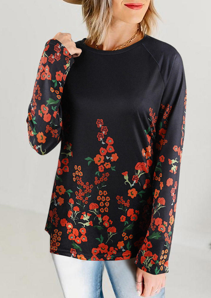 

Blouses Valentine Floral Long Sleeve Blouse in Black. Size: ,M,L,XL