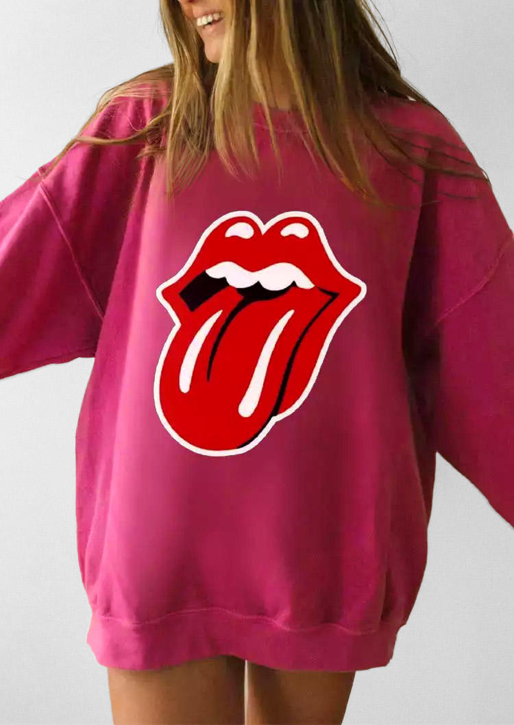 

Sweatshirts Tongue Lips Long Sleeve Sweatshirt in Pink. Size: ,M,L,XL