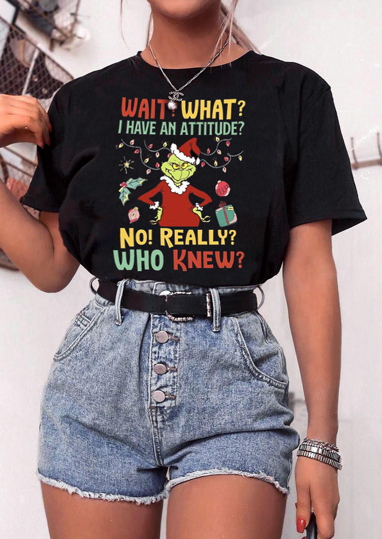 

T-shirts Tees Christmas Cartoon O-Neck T-Shirt Tee in Black. Size: ,M,L,XL