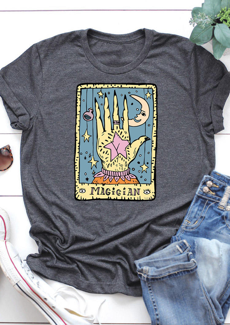 

T-shirts Tees Moon Star Hand Tarot T-Shirt Tee in Dark Grey. Size: ,M,L,XL