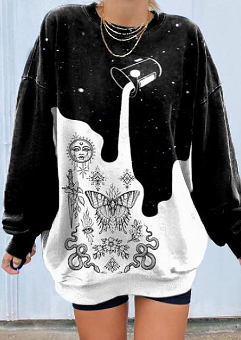 

Sweatshirts Butterfly Snake Sun Long Sleeve Sweatshirt in Black. Size: ,M,L,XL