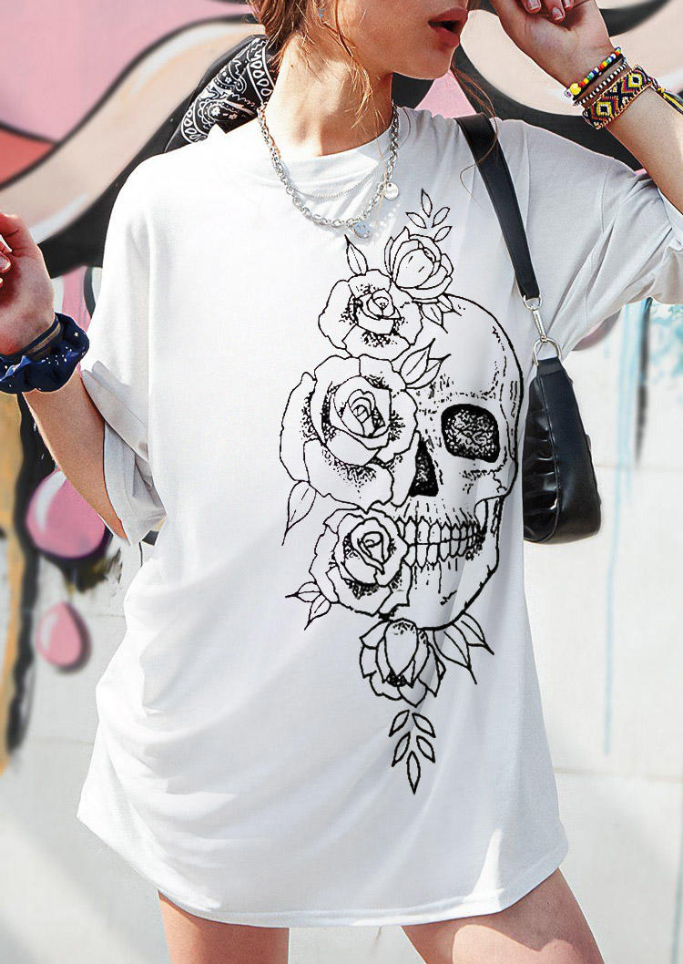 

T-shirts Tees Skull Rose T-Shirt Tee in White. Size: ,M,L,XL