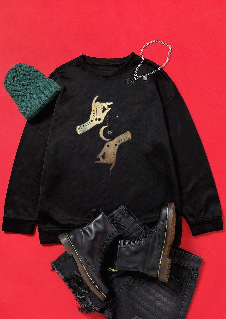 

Sweatshirts Hamsa Sun Moon Sweatshirt in Black. Size: ,M,L,XL