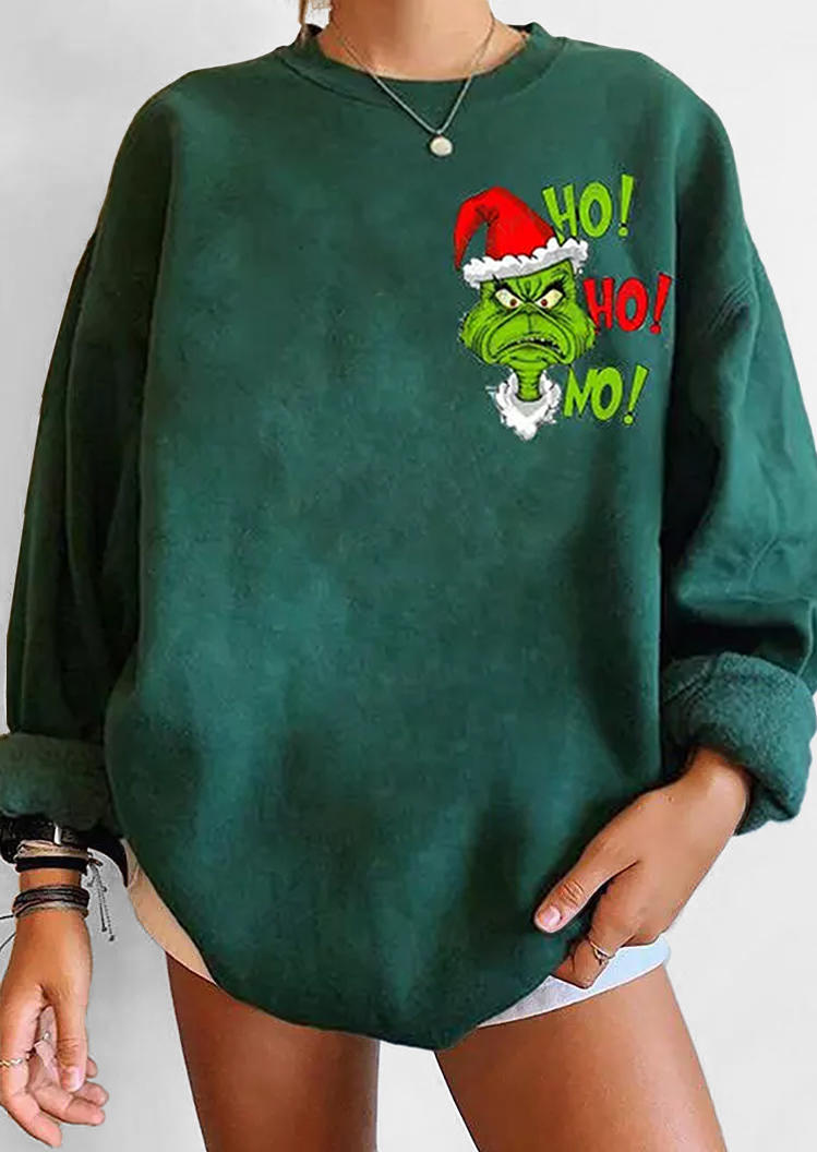 Sweatshirts Hat Ho Ho No Cartoon Sweatshirt in Green. Size: L,M,S