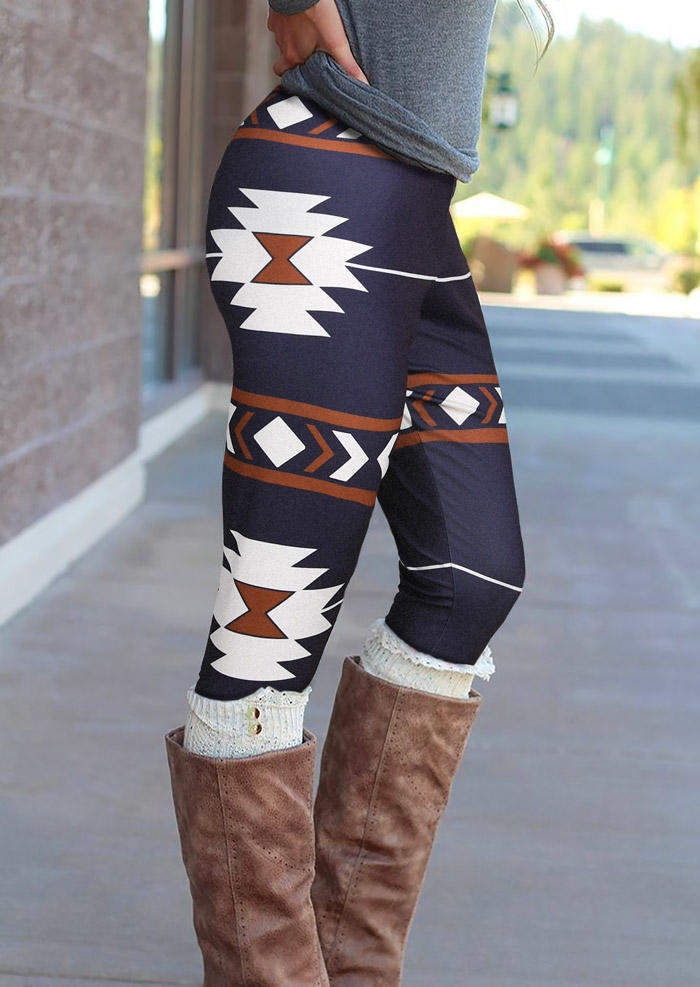 

Leggings Aztec Geometric Western Elastic Waist Skinny Leggings in Multicolor. Size: ,M