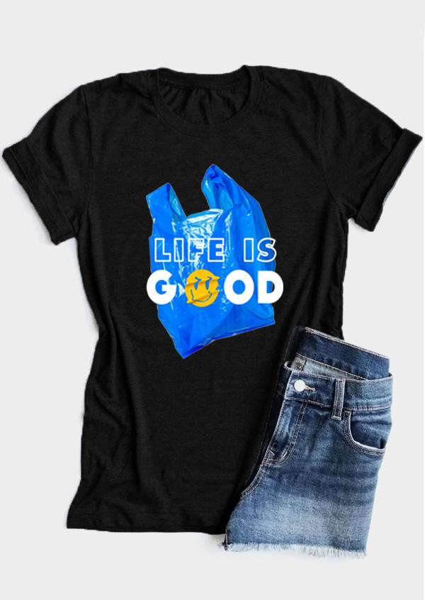

T-shirts Tees Life Is Good Plastic Bag T-Shirt Tee in Black. Size: ,M,L,XL