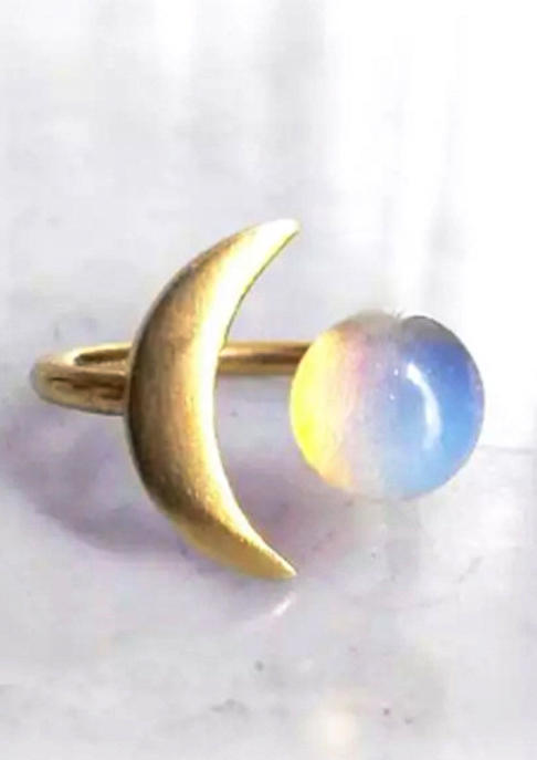 

Rings Moon Zircon Open Adjustable Ring in Gold. Size