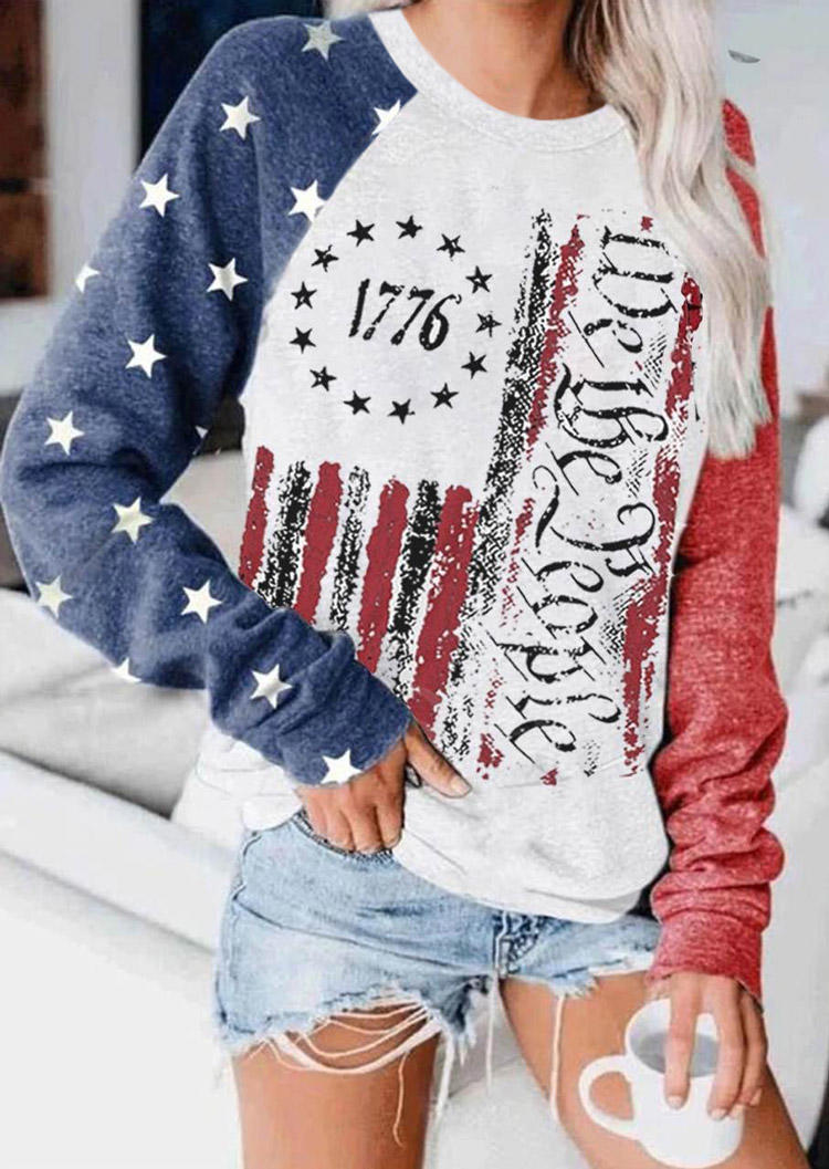 

Sweatshirts American Flag Star 1776 We The People Sweatshirt in White. Size