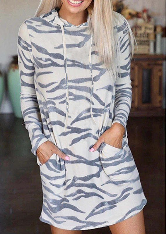 

Mini Dresses Camouflage Pocket Hooded Mini Dress in Multicolor. Size: ,M,L,XL
