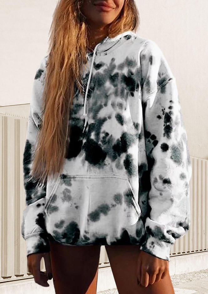 

Hoodies Tie Dye Kangaroo Pocket Hoodie in White. Size: ,M,L,XL