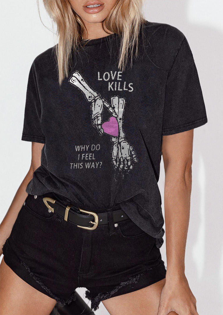 T-shirts Tees Love O-Neck T-Shirt Tee in Black. Size: ,M,L,XL