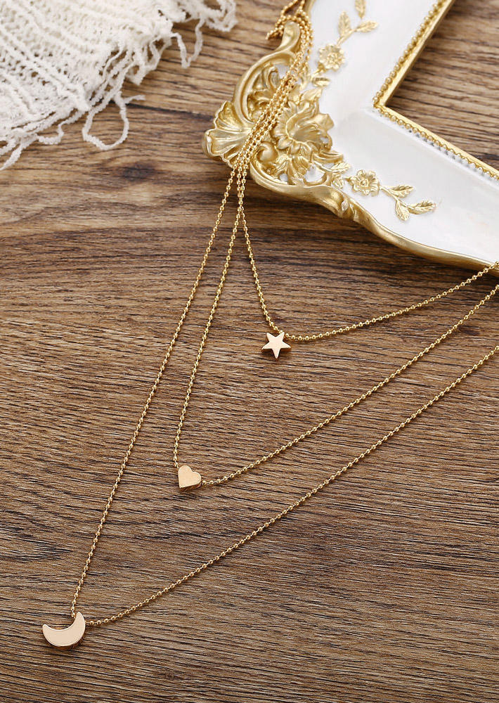 Heart Star Moon Multi-Layered Necklace