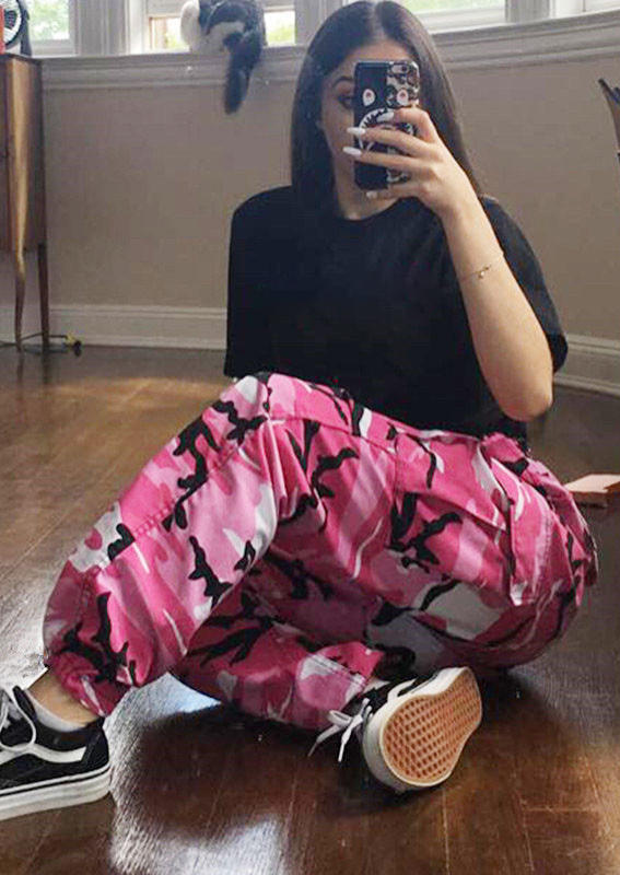 

Pants Camouflage Cargo Harem Pants in Pink. Size: ,M,L,XL