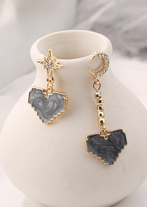 

Earrings Valentine Heart Star Moon Alloy Earrings in Yellow,Gray. Size