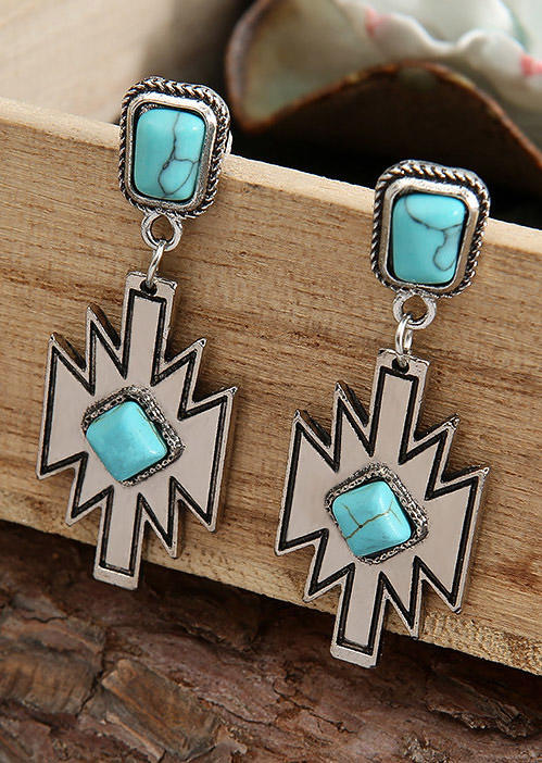 

Earrings Aztec Geometric Turquoise Alloy Earrings in Pattern1. Size