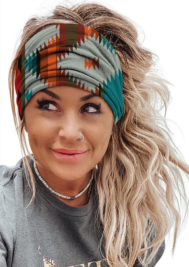 

Aztec Geometric Yoga Sports Wide Headband in Multicolor. Size