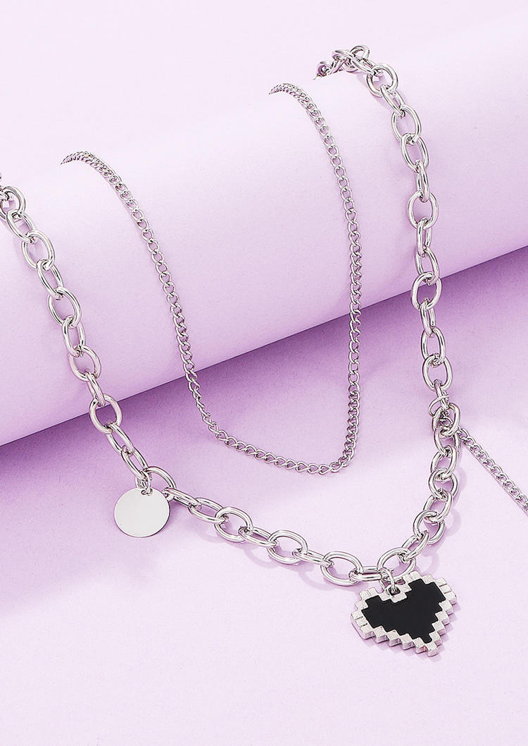 

Necklaces Heart Double-Layered Necklace in Silver. Size