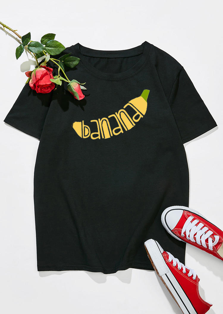 

T-shirts Tees Funny Banana O-Neck T-Shirt Tee in Black. Size: ,M,L,XL
