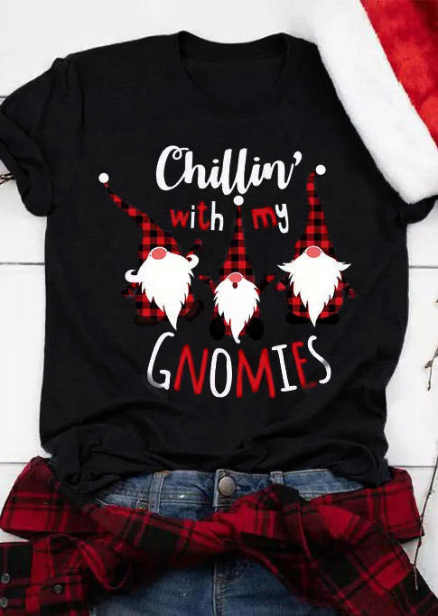 

T-shirts Tees Chillin' With My Gnomies Plaid T-Shirt Tee in Black. Size: ,3XL