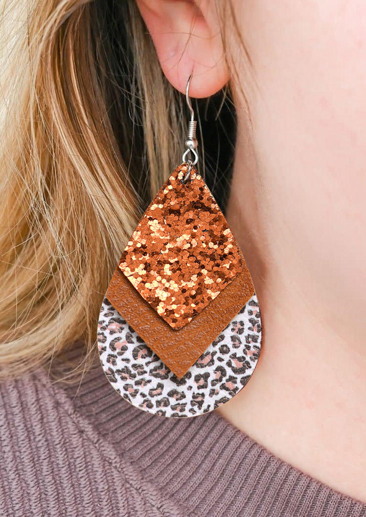 

Earrings Leopard Multi-Layered Water Drop Earrings in Pattern2. Size