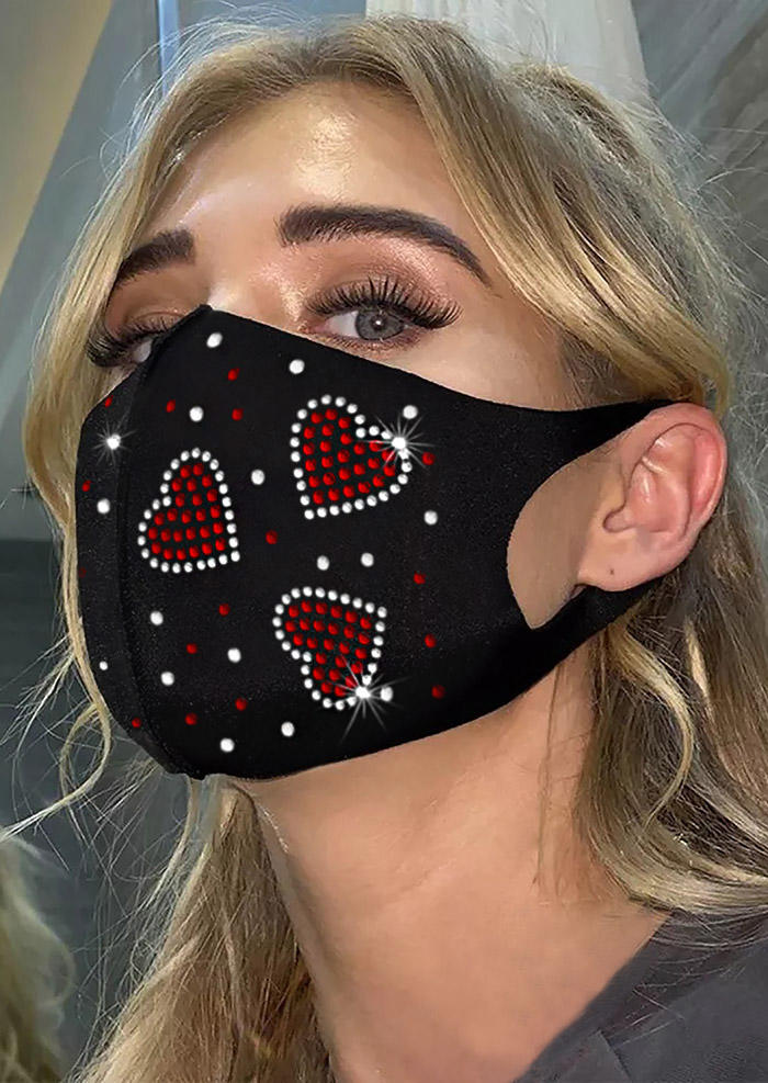 

Masks Valentine Rhinestone Heart Mask in Black. Size