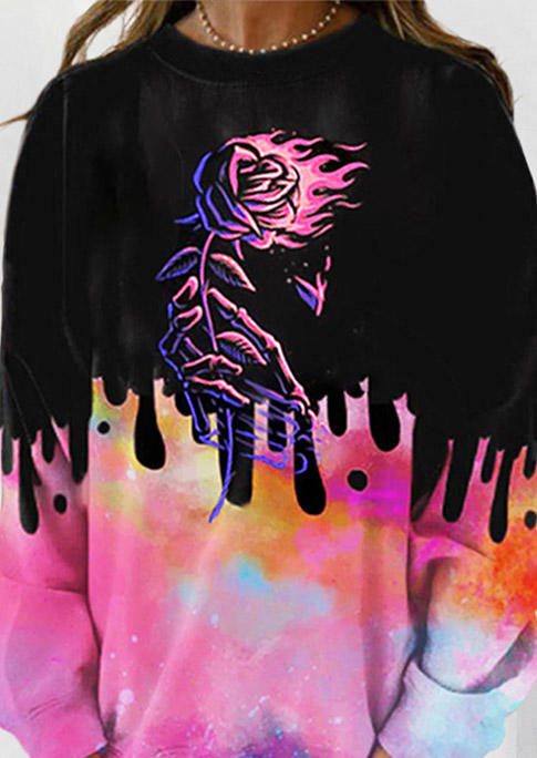 Graffiti Rose Long Sleeve Sweatshirt
