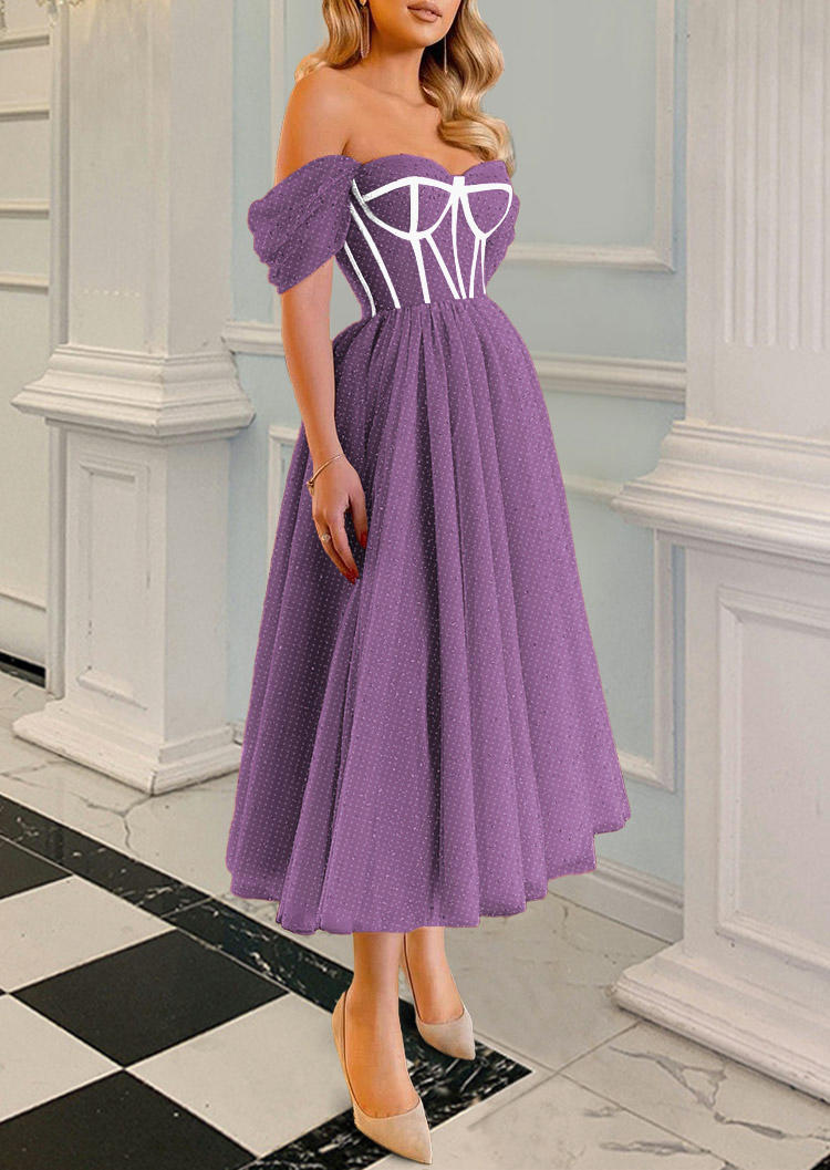 Prom Dresses Polka Dot Open Back Mesh Prom Dress in Apricot. Size: S,M,L,XL