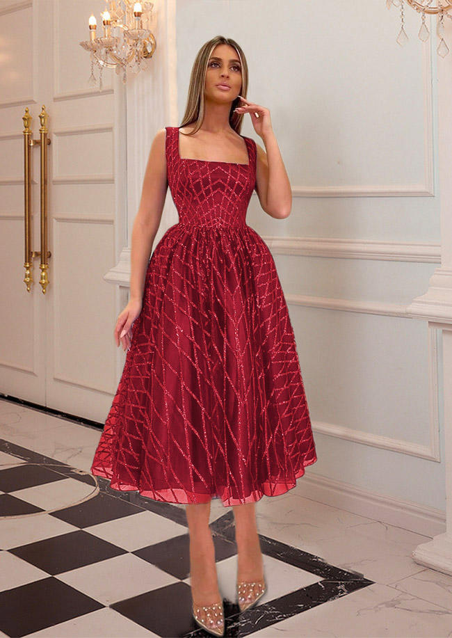 

Prom Dresses Sequined Spaghetti Strap Prom Dress in Blue. Size: S,M,L