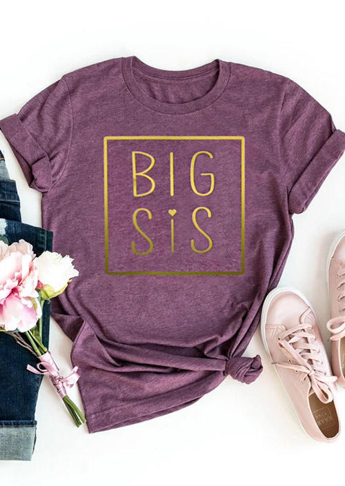 

T-shirts Tees Big Sis Big Sister O-Neck T-Shirt Tee in Plum. Size: ,M,L,XL