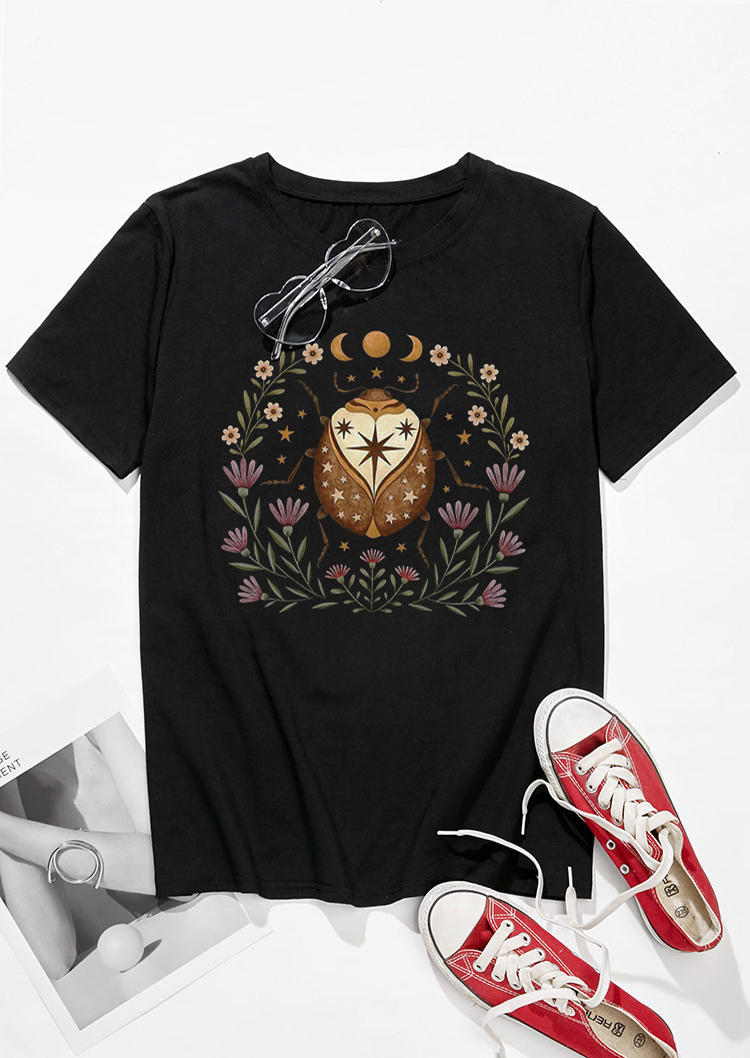 

T-shirts Tees Moon Floral Star T-Shirt Tee in Black. Size: ,M,L,XL