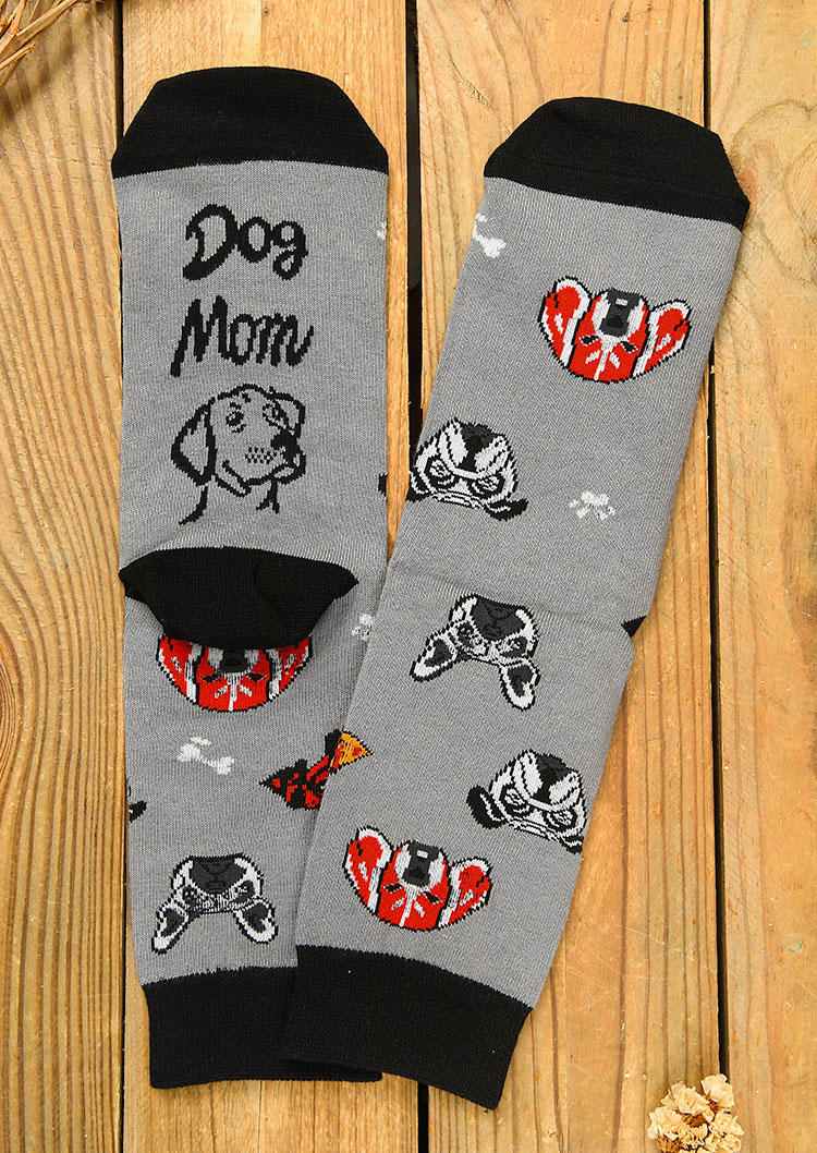 Crew Socks Dog Mom Crew Socks in Black. Size: One Size