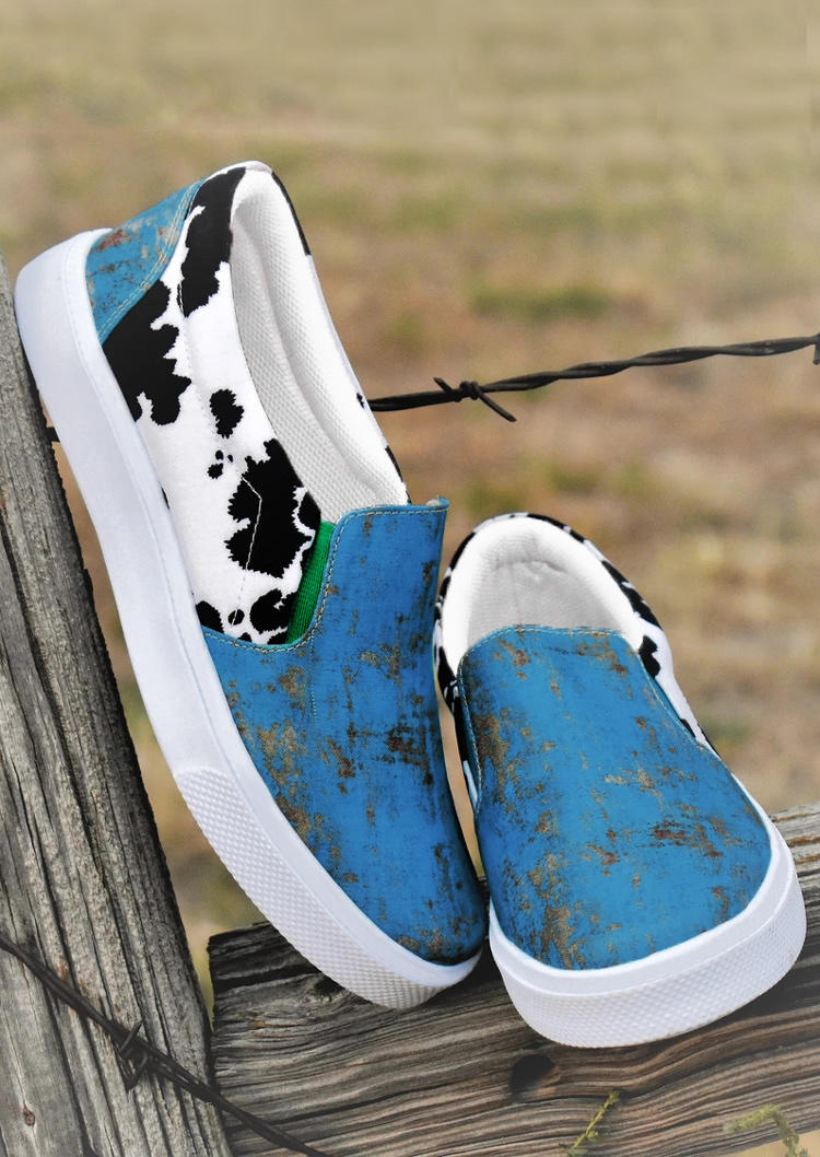 Sneakers Cow Splicing Round Toe Sneakers in Blue. Size: 37,38,39,40,41