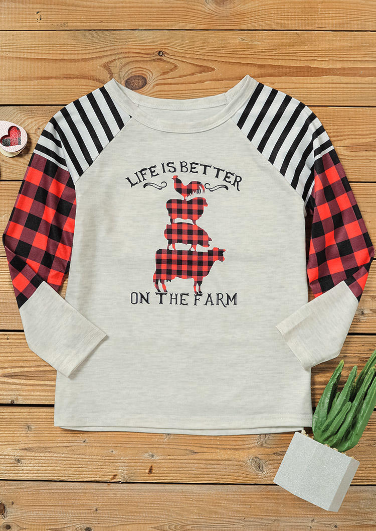 

Matching Outfits Mommy & Me Life Is Better Plaid Striped Blouse - Kids in kids. Size: ,4T,5T,6T