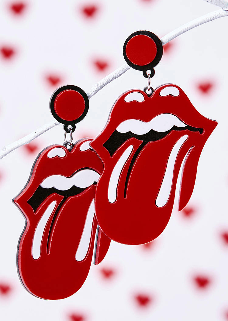 

Earrings Fashion Tongue Lips Earrings in Red. Size
