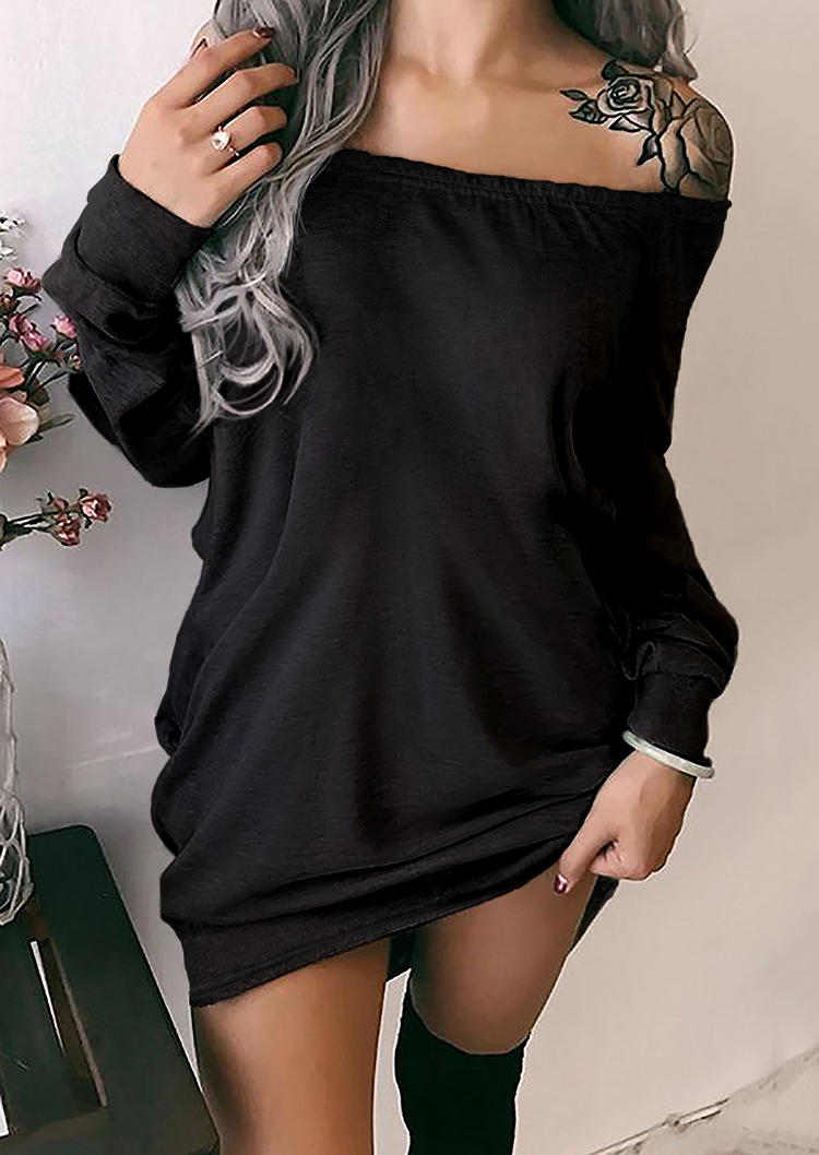 

Mini Dresses Off Shoulder Long Sleeve Sweatshirt Mini Dress in Red. Size