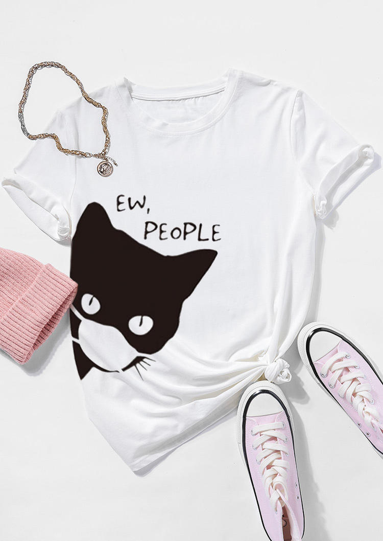 Ew People Cat T-Shirt Tee - White