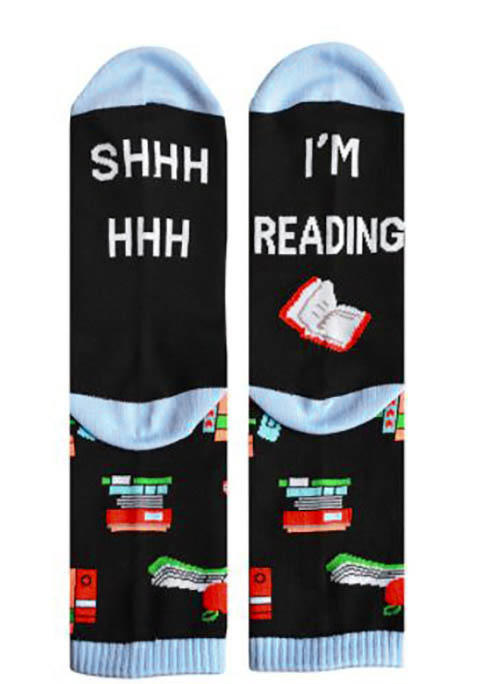 

Crew Socks Shhh Hhh I'm Reading Crew Socks in Multicolor. Size