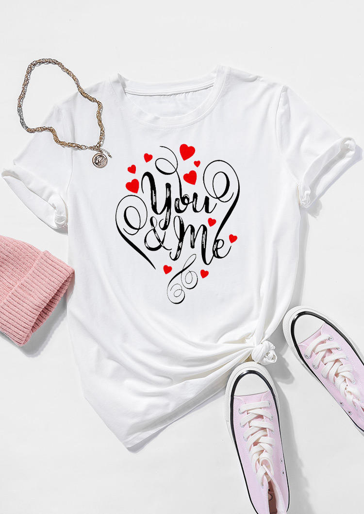 

T-shirts Tees Valentine You & Me Heart T-Shirt Tee in White. Size: ,M,L,XL