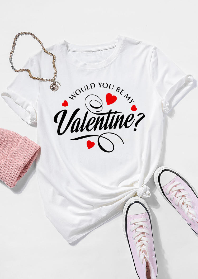 

T-shirts Tees Would You Be My Valentine T-Shirt Tee in White. Size: ,M,L,XL